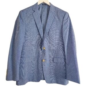 Saddlebred Business Casual Blue Chambray Sports Coat Cotton Size 40R